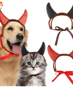 2Pcs Halloween Pet Costume Devil Horn Headdress Headband Accessory