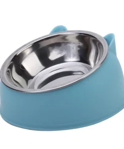 Eco-Friendly 1PC Stainless Steel Cat Bowl, 15° Inclined Pet Food Dish with Non-Slip Base