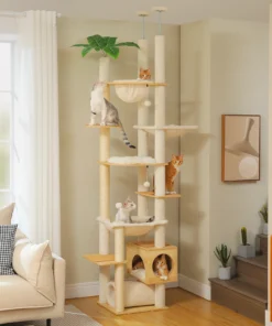 Floor to Ceiling Cat Tree with Scratching Posts Spacious Condo Hammock Tunnel